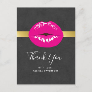 Hot Pink Lips Glamour Illustration Vielen Dank Postkarte