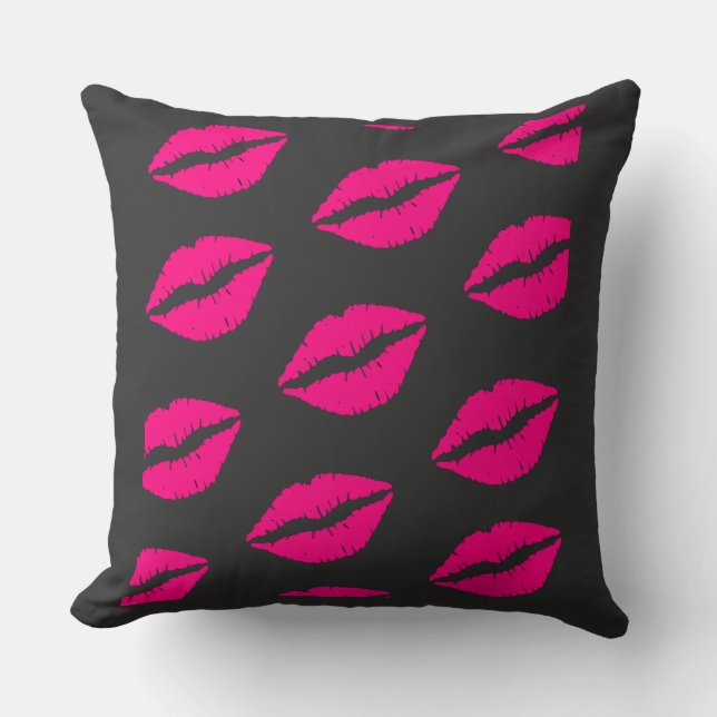 Hot Pink Lips Pattern Graphic pillow Kissen (Vorderseite)