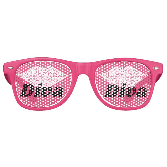 Hot Pink Lips Sparkle Diamonds Diva Partybrille (Vorderseite)