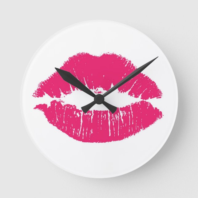 Hot Pink Lips Uhr (Vorderseite)