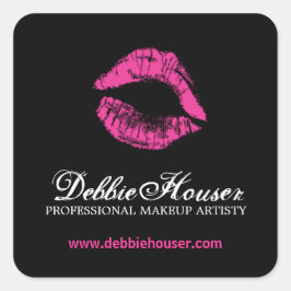Hot Pink Lipstick Kosmetikkleber Quadratischer Aufkleber