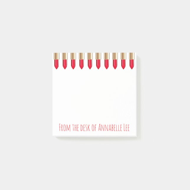 Hot Pink Lipstick Post-it Klebezettel (Vorderseite)
