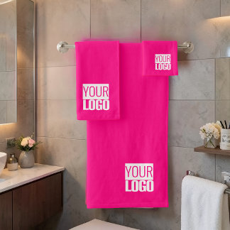 Hot Pink - Logo hinzufügen Badhandtuch Set