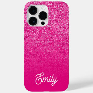 Hot Pink Luxury Glitzer und Ombre Case-Mate iPhone 14 Pro Max Hülle