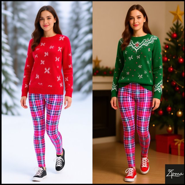 Hot Pink Magenta Dense Modern Tartan Leggings (Von Creator hochgeladen)