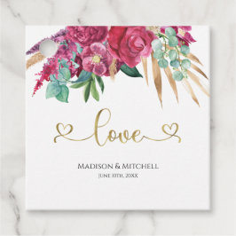 Hot Pink Magenta Floral Elegantes Gold Script Herz Geschenkanhänger