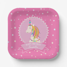 Hot Pink Magical Rainbow Unicorn Girl Birthday Pappteller