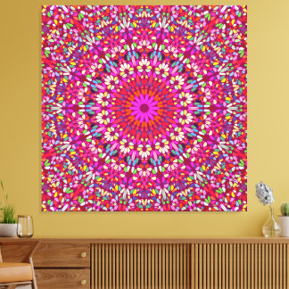 Hot Pink Mandala – Premium Wrapped Canvas Radiance Leinwanddruck