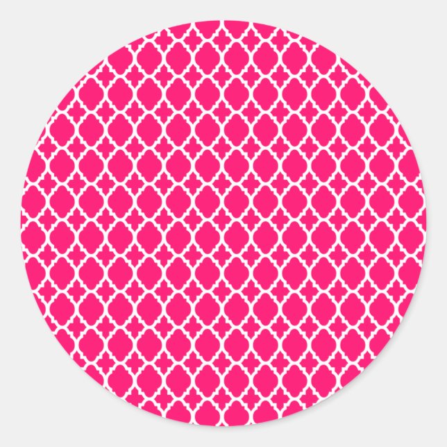 Hot Pink marokkanische Tile-Aufkleber Runder Aufkleber (Vorderseite)