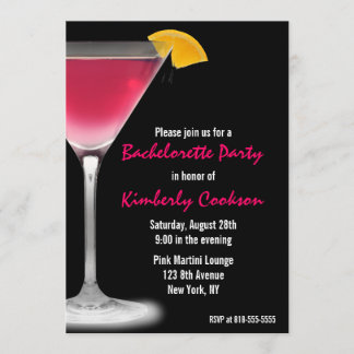 Hot-Pink-Martini-Junggeselinnen-Abschied Einladung