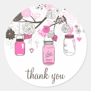 Hot Pink Mason Jars Vielen Dank Sticker