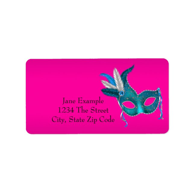 Hot Pink Masquerade Party Address Labels Adressaufkleber (Vorne)