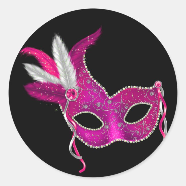 Hot Pink Masquerade Party Stickers (Vorderseite)