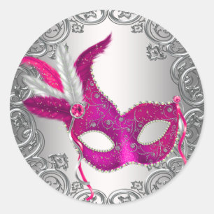 Hot Pink Masquerade Umschlag Aufkleber Gefallen