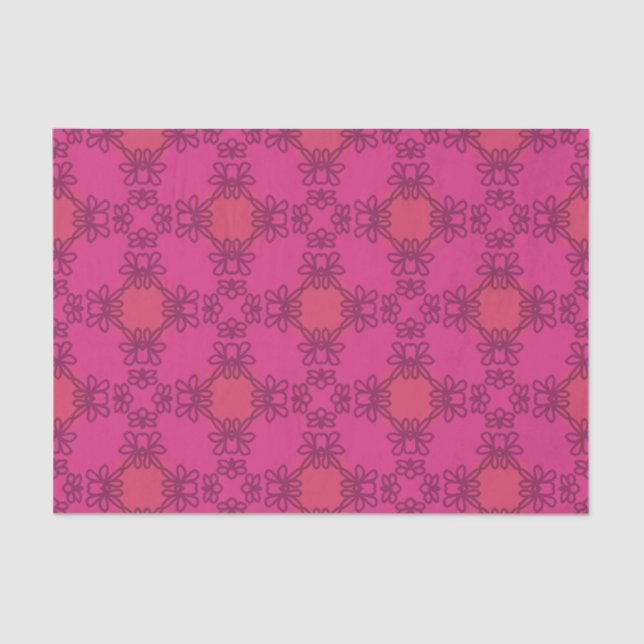 Hot Pink Maximalist Floral Bold Retro Chic Seidenpapier (Vorderseite)