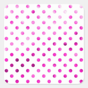 Hot Pink Metallic Imitate Foil Polka Dot White Quadratischer Aufkleber