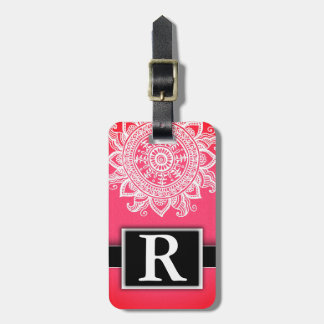 Hot Pink Metallic Mandala Modernes, elegantes Mono Gepäckanhänger