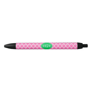 Hot Pink mit marokkanischer Nr. 5 Emerald 3 Initia Kugelschreiber