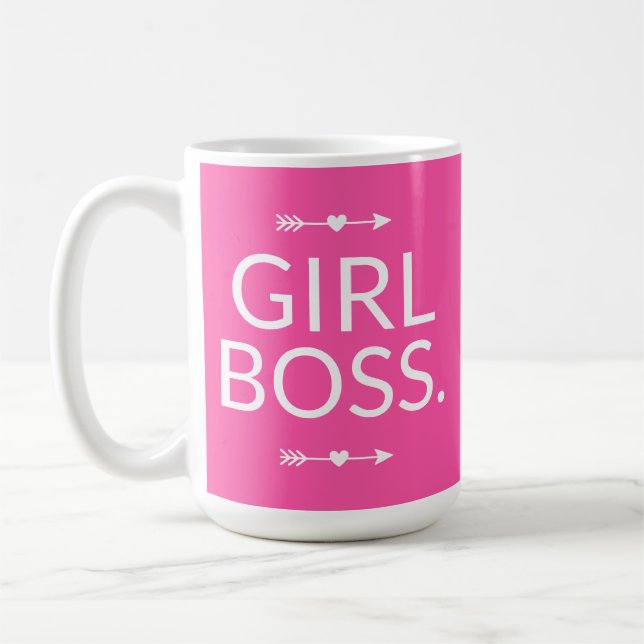 Hot Pink Modern Girl Boss Kaffeetasse (Links)
