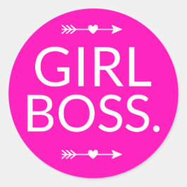 Hot Pink Modern Girl Boss Runder Aufkleber