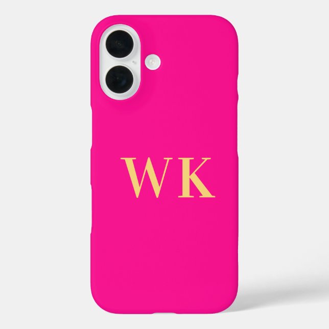 Hot Pink Modern Monogram Initials Case-Mate iPhone Hülle (Rückseite)