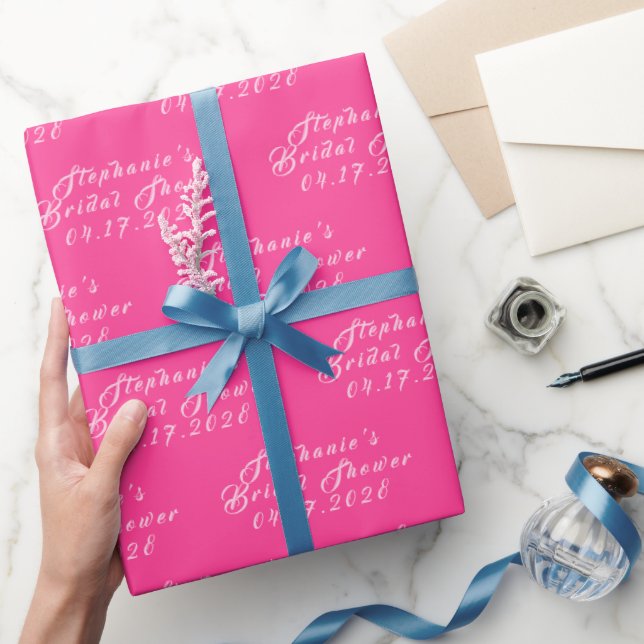 Hot Pink Modern Pattern Bridge Brautparty Geschenkpapier (Schenken)