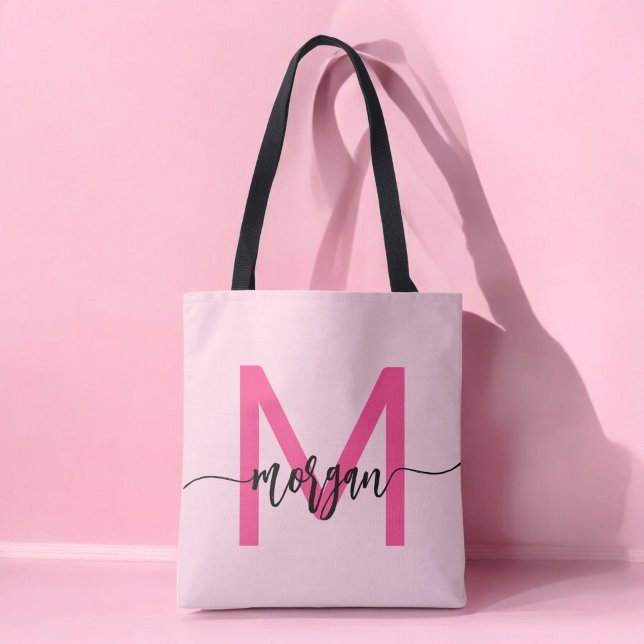 Hot Pink Modern Script Girl Monogram Name (Von Creator hochgeladen)