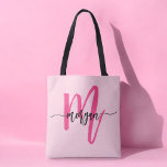 Hot Pink Modern Script Girl Monogram Name<br><div class="desc">Tragen Sie Ihr Wesentliches stilvoll mit unserem Hot Pink Modern Script Girly Monogram Name Tote Bag! Diese Tasche ist mit einem kühnen, rosa Design personalisiert und in einem schicken, modernen Drehbuch für ein trendiges, individuelles Aussehen gehalten. Ideal für Einkäufe, Schulen oder den Alltag, bietet es viel Platz und eine langlebige...</div>