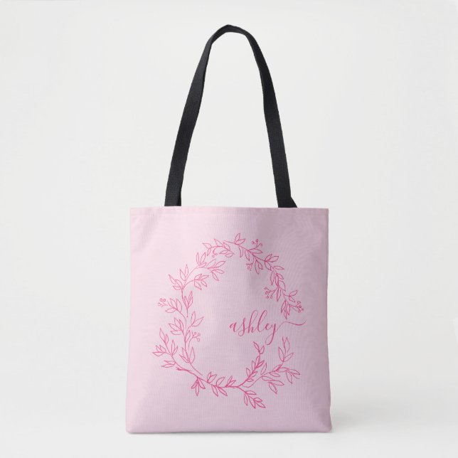 Hot Pink Modern Script Girl Monogram Name (Vorderseite)