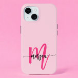 Hot Pink Modern Script Girl Monogram Name Case-Mate iPhone Hülle<br><div class="desc">Schützen Sie Ihr Handy stilvoll mit unserem Hot Pink Modern Script Girly Monogram Name iPhone 15 Case! Dieses Gehäuse mit einem lebhaften, heißen rosa Design ist mit Ihrem Namen in einem schicken, modernen Drehbuch für eine benutzerdefinierte Touch personalisiert. Es ist für das iPhone 15 konzipiert und bietet einen dauerhaften Schutz...</div>