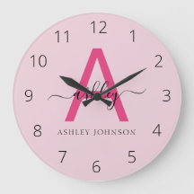 Hot Pink Modern Script Girl Monogram Name