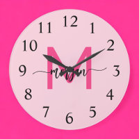 Hot Pink Modern Script Girl Monogram Name
