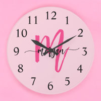 Hot Pink Modern Script Girl Monogram Name