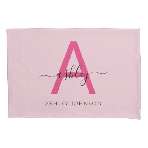 Hot Pink Modern Script Girl Monogram Name Kissenbezug