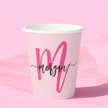 Hot Pink Modern Script Girl Monogram Name