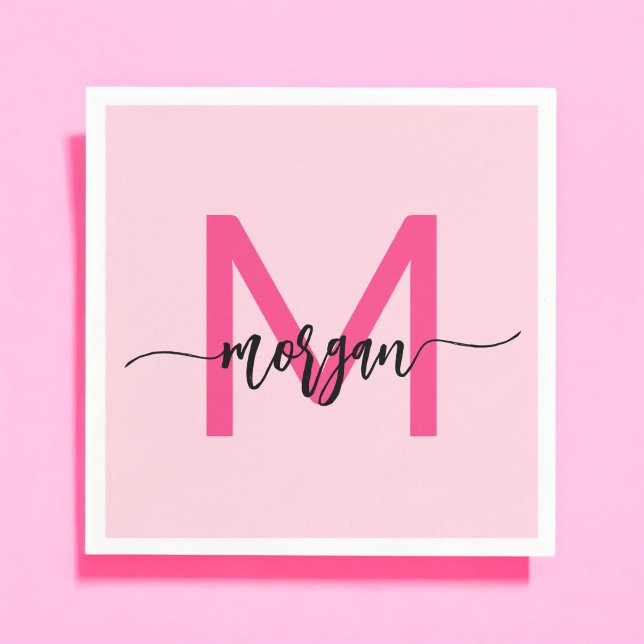 Hot Pink Modern Script Girl Monogram Name Serviette (Von Creator hochgeladen)