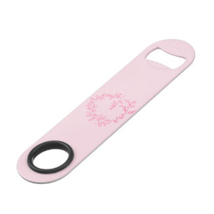 Hot Pink Modern Script Girl Monogram Name Speed Flaschenöffner