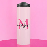 Hot Pink Modern Script Girl Monogram Name