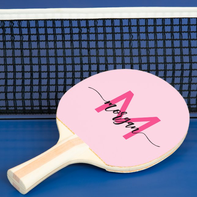Hot Pink Modern Script Girl Monogram Name Tischtennis Schläger (InSitu)