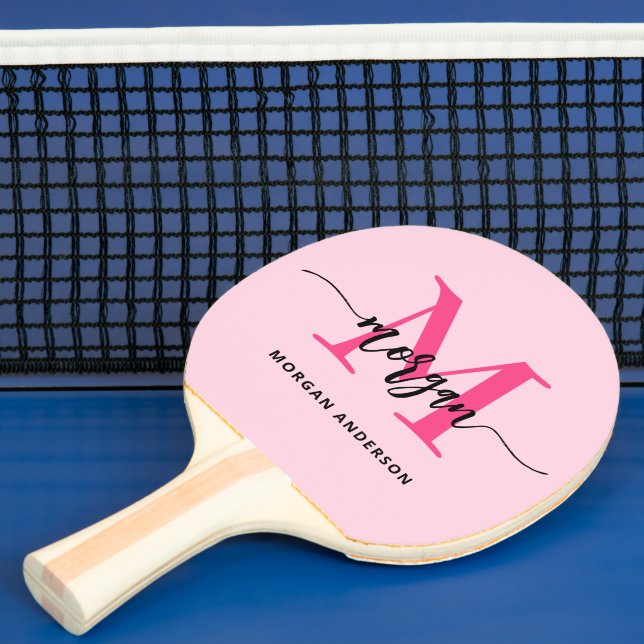 Hot Pink Modern Script Girl Monogram Name Tischtennis Schläger (InSitu)