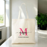 Hot Pink Modern Script Girl Monogram Name Tragetasche<br><div class="desc">Tragen Sie Ihr Wesentliches stilvoll mit unserem Hot Pink Modern Script Girly Monogram Name Tote Bag! Diese Tasche ist mit einem kühnen, rosa Design personalisiert und in einem schicken, modernen Drehbuch für ein trendiges, individuelles Aussehen gehalten. Ideal für Einkäufe, Schulen oder den Alltag, bietet es viel Platz und eine langlebige...</div>