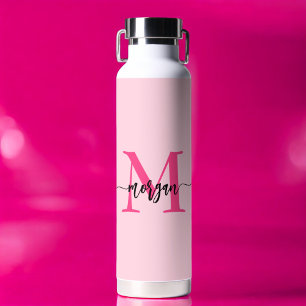 Hot Pink Modern Script Girl Monogram Name Trinkflasche