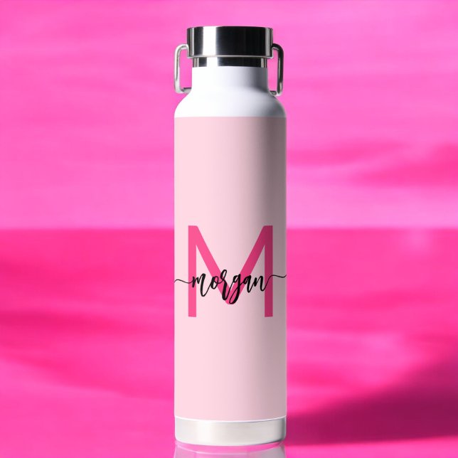 Hot Pink Modern Script Girl Monogram Name Trinkflasche (Von Creator hochgeladen)