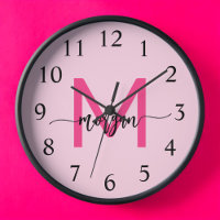 Hot Pink Modern Script Girl Monogram Name