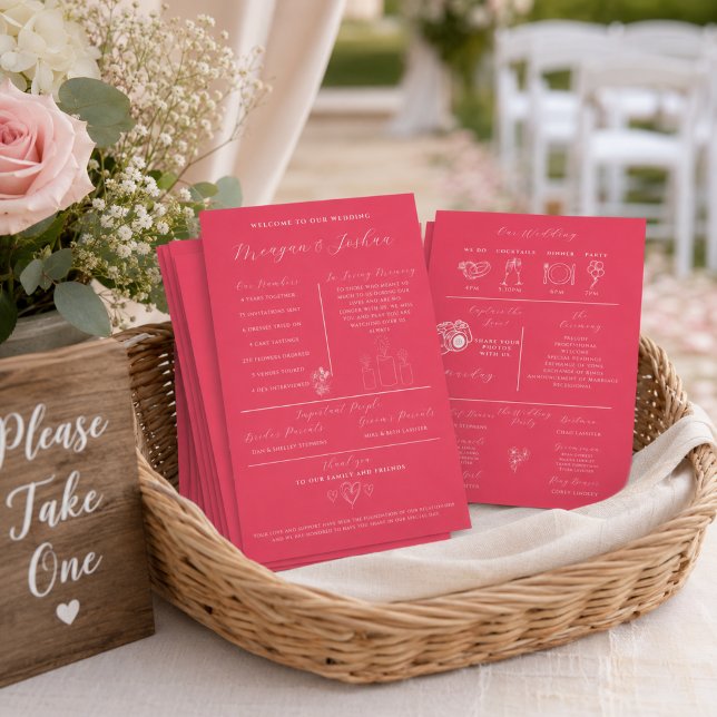 Hot Pink Modern Wedding Infografic Programm (Von Creator hochgeladen)
