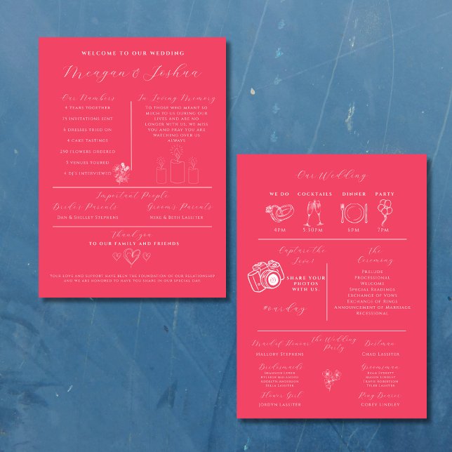 Hot Pink Modern Wedding Infografic Programm (Von Creator hochgeladen)