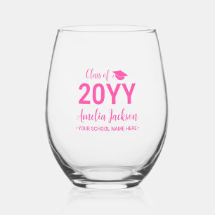 Hot Pink Moderne Abschlussgeschenk mit individue Weinglas Ohne Stiel