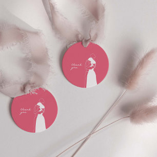 HOT PINK moderne HandDrawn Couple Wedding TAG Geschenkanhänger