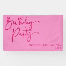 Hot Pink Moderne Minimalistische Geburtstagsparty Banner