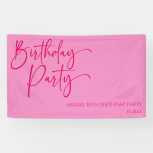 Hot Pink Moderne Minimalistische Geburtstagsparty Banner